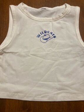 Custom Johnson and Wales University Wildcats White Tank Top with Blue Logo